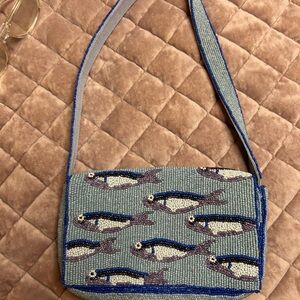 Beaded Fish Pattern Shoulder Bag